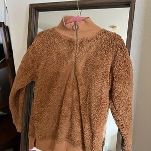 Cozy Tan Sherpa Pullover